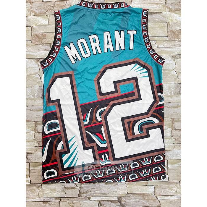 Camiseta Memphis Grizzlies Ja Morant NO 12 Mitchell & Ness Big Face Verde